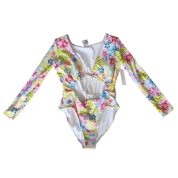 Celebrity Pink Swim Floral Cutout One Piece Swimsuit XL - Picture 3 of 7